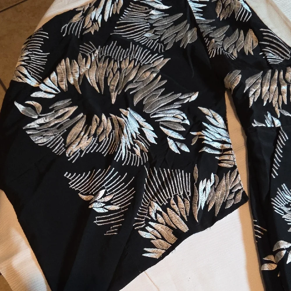 BCBG Black Dress with Silver Leaf Design - Picture 3 of 12